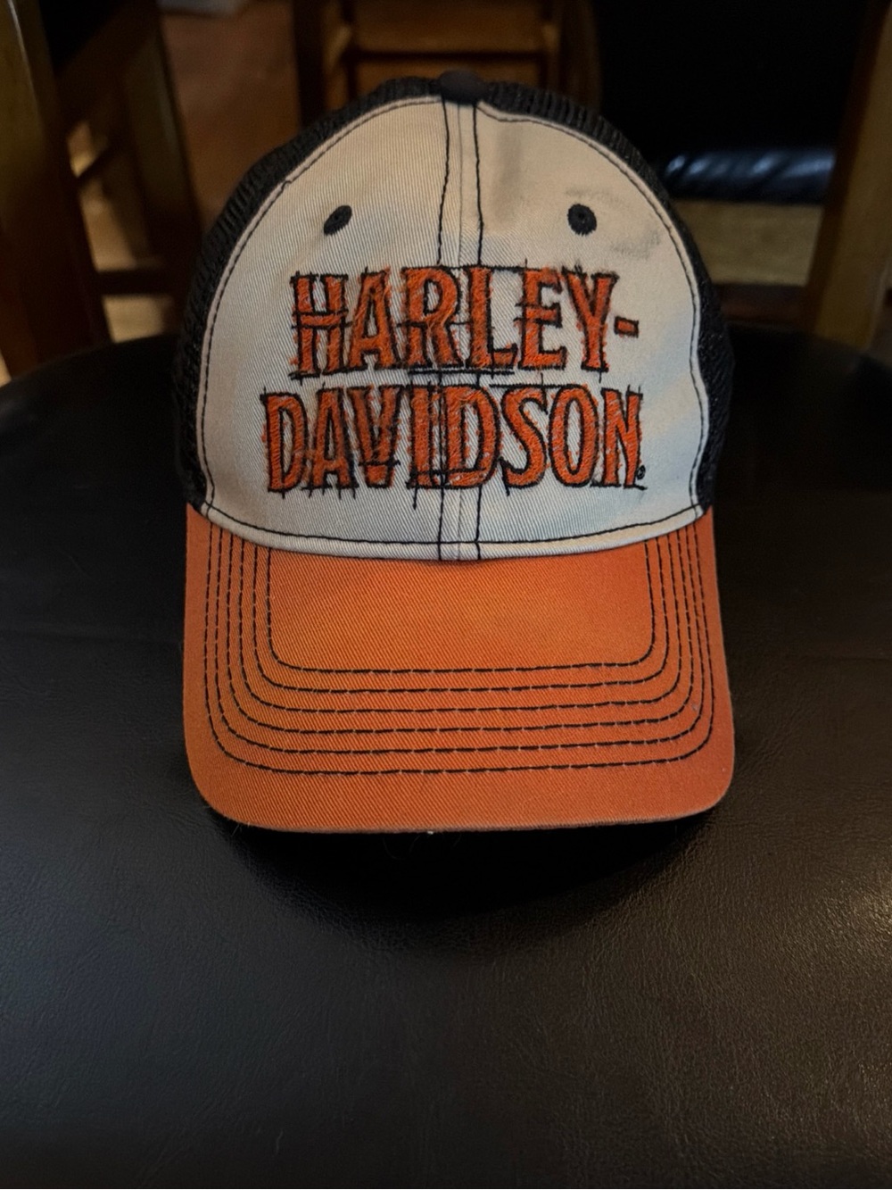 Harley-Davidson Orange and Cream Mesh Back Trucker Hat